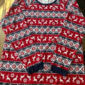 Festive Red Reindeer Pajama Top